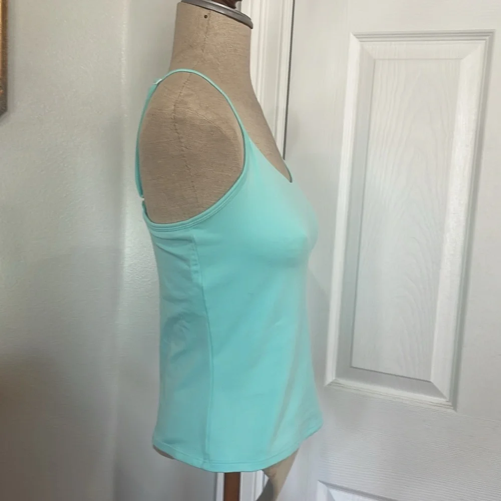 New York & company camisole adjustable spaghetti straps shelf bra turquoise M - Picture 2 of 8